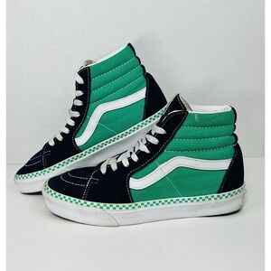 Vans Sk8-Hi Skate Navy Suede Aqua Canvas Men's 6.5 Women's 8 High Top Sneaker